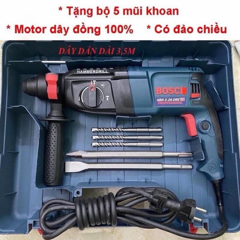  Máy Khoan BOSC   Đục Bê Tông Điện  3 Chế Độ 2-26 DRE Ruột  Đồng Máy Chạy Khỏe Êm Bền+Tặng Bộ 5 Mũi Khoan Đục Bê Tông 