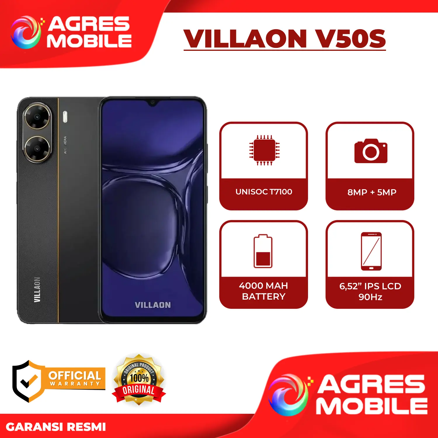 VILLAON V50S ( 4/64GB ) GARANSI RESMI