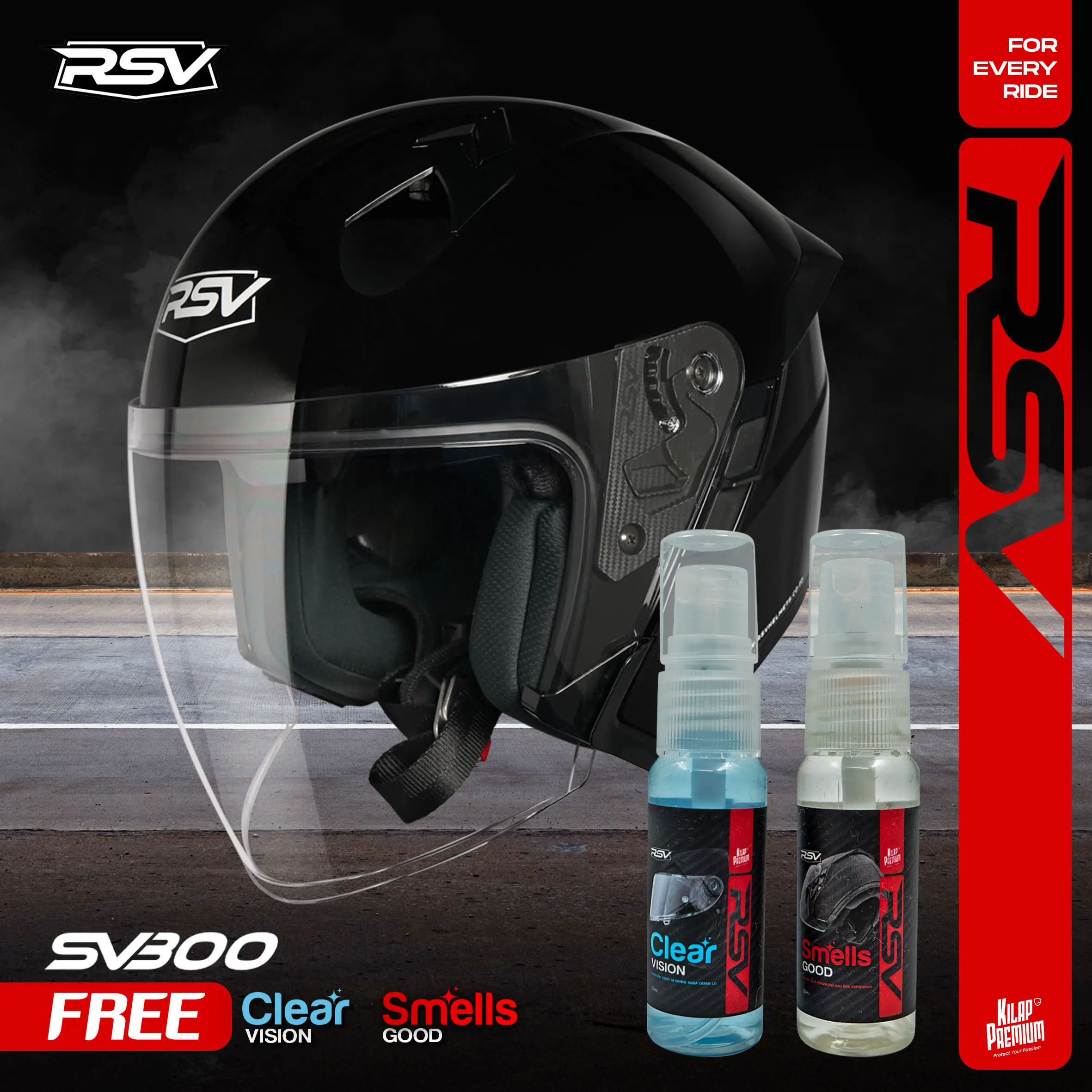 HELM RSV SV300 BLACK GLOSSY DOUBLE VISOR Motorcycle