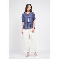 Gambar Et Cetera Round Neck Puff Sleeve Sheer Blouse DARK BLUE - DARK BLUE, 4 dari et cetera Indonesia Kota Bekasi 4 Tokopedia