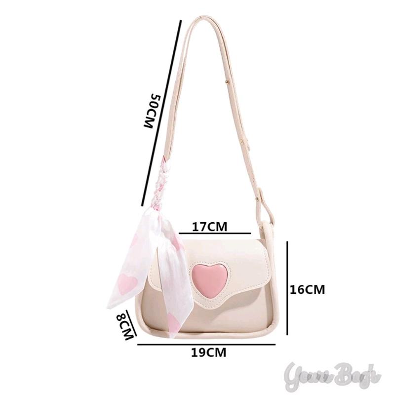 Tas Selempang Kulit wanita Kunci Hati - Slingbag Cewek Korea - Shoulder bag Wanita Modis 2024 - Tas Vintage Kulit PU 6