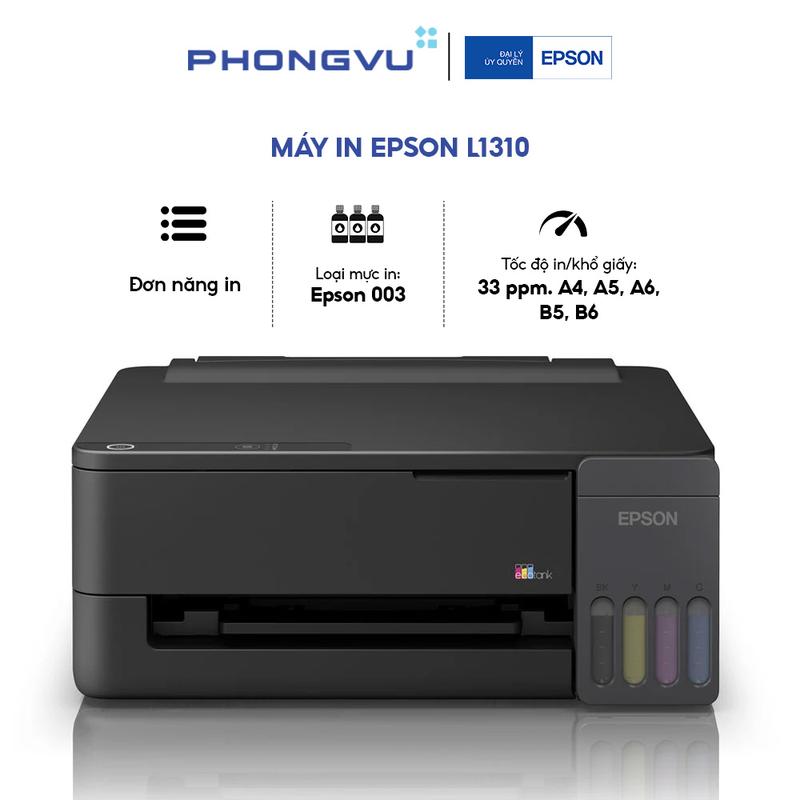 Máy In Phun Màu Epson EcoTank L1210 / L1310 A4 - Đơn Năng - 5760x1440dpi - USB 2.0