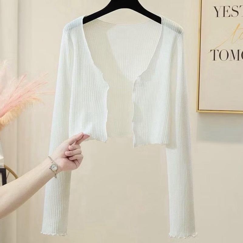 A96 Áo khoác nữ nhẹ nhàng chất gân form lững phối ngoài cá tính dễ thương chất vải thun gân len 4 chiều FreeSize