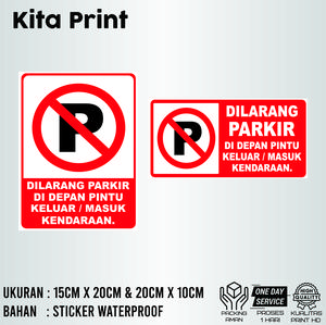 Stiker Waterproof Label Dilarang Parkir Di Depan Pintu