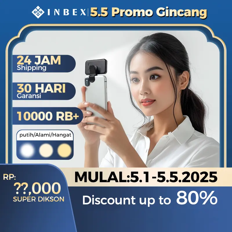 【K】【COD】【24H Shipping】【30 HARI】【Esok Sampai】INBEX PL4 Mini Portable LED Light untuk Selfie, Live Streaming, dan Fotografi – Lampu Saku untuk Kecantikan dan Penggunaan di Luar Ruangan
