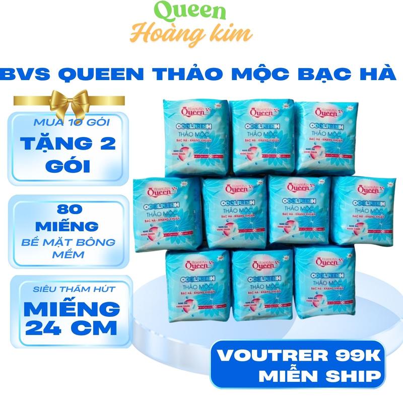 10 GÓI TẶNG 2 GÓI Băng The Mát Thảo Mộc Queen Hoàng Kim Dùng Cho Ngày Kinh Nguyệt Bề Mặt Tampon Nữ Women băng vệ sinh