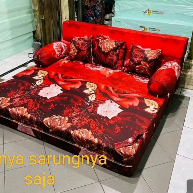 "HANYA SARUNGNYA SAJA" sarung Kasur Sofabed Resleting Letter L Berkualitas dengan Motif Cantik dan Menarik 2