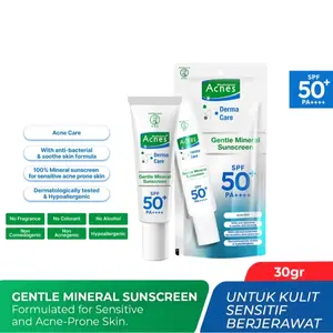 Acnes Derma Care Gentle Mineral Sunscreen SPF50 | Sunscreen Kulit Sensitive | Berjerawat