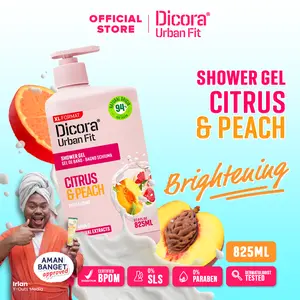 Dicora Urban Fit Shower Gel Citrus & Peach 825ML | Sabun Mandi Cair Organik untuk Mencerahkan Kulit