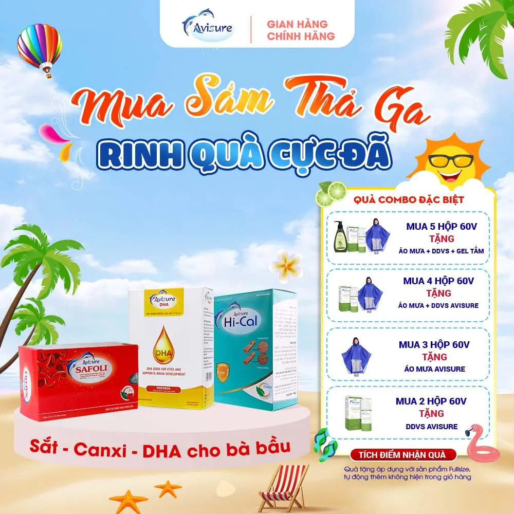 (Tích điểm nhận quà ) Bộ 3 Hộp Avisure DHA 40 viên, Hộp Avisure Safoli 60 viên, Hộp Avisure Hical 60 viên bổ sung Sắt, Canxi, DHA cho mẹ bầu Vitamin