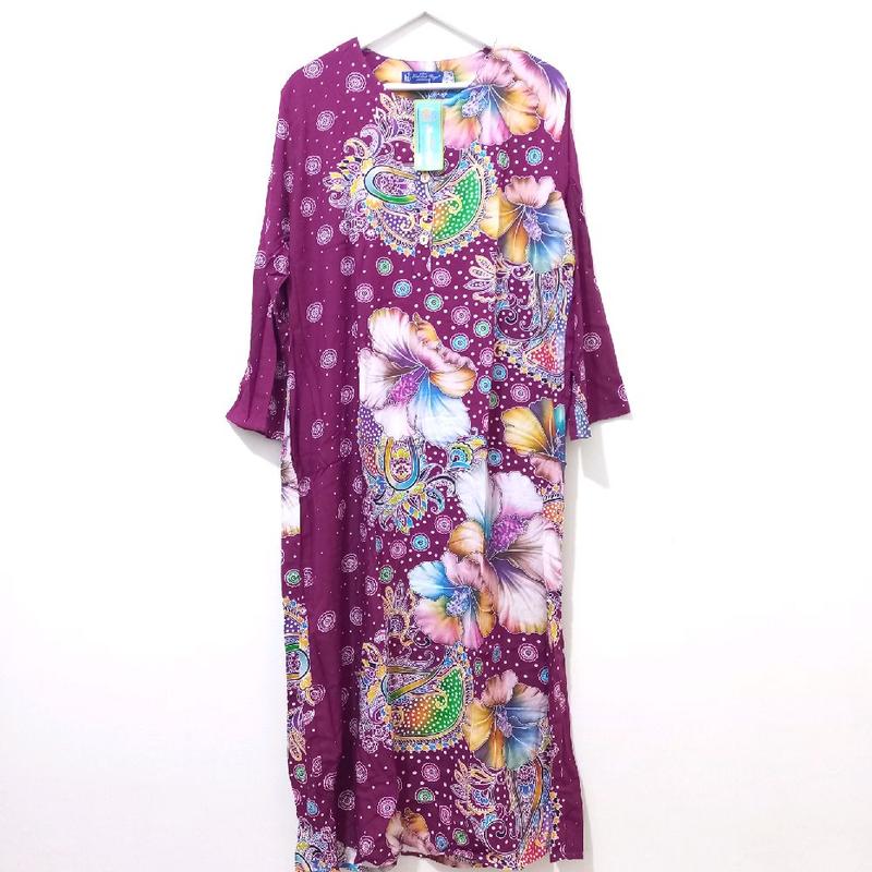 Longdress Kencana Ungu Label Biru KUB LONGDRESS 19 LD 124 Original Batik Kencana Ungu Busui Kancing Wanita 2