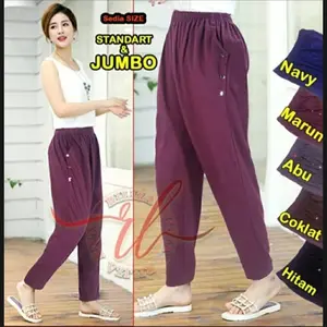 Celana Terbaru Model Ayu Ting-Ting Celana Legging Celana Santai Wanita Kekinian bahan tebal dan lembut Karet Panjang Abu Army