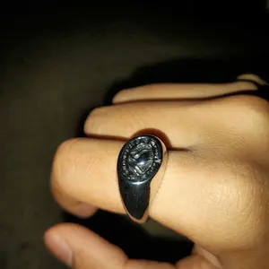 【Liuoopui】Cincin Pria Perak Thailand Cincin Tangan Doa Retro Pribadi Cincin Terbuka Mode Kreatif
