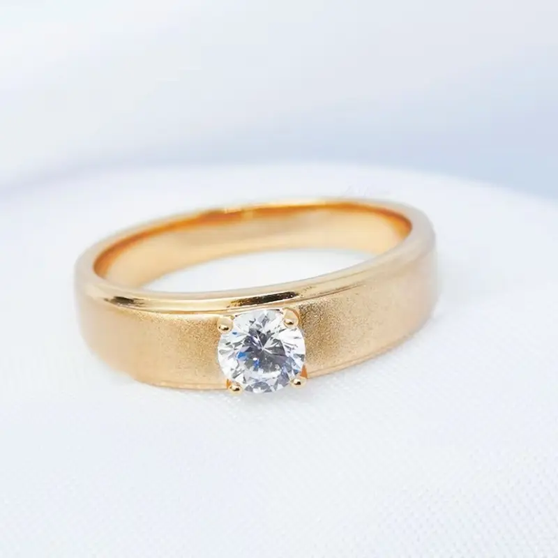 Cincin meneng kawin mata satu tosegold ukir pasir - lapisan mas 0