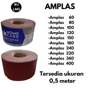 Amplas Homecare Roll Meteran 1/2 Meter No 60 80 100 120 150 180 240 320 400 Tahan Air Asam Basa untuk Kayu Tembok Besi Plastik