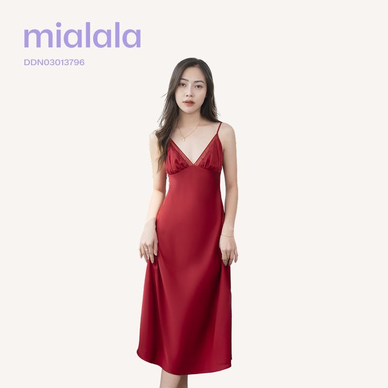  Mialala Váy ngủ hai dây lụa satin cao cấp dáng dài thanh lịch Mialala 3796 DDN03013796 thiết kế tinh tế quyến rũ cho phái đẹp 
