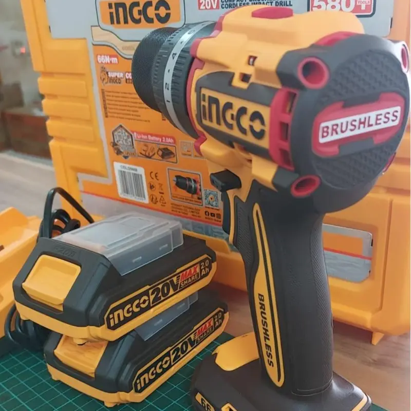 Bor 13mm Cordless Impact Drill Brushless 20V 66Nm INGCO CIDLI20668