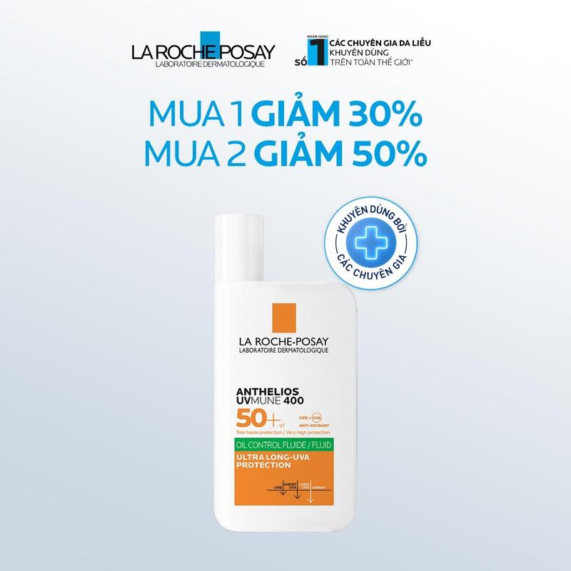   Mua 2 Giảm 50%  Sữa chống nắng dành cho da dầu mụn La Roche-Posay Anthelios UVMUNE400 Oil Control Fluid 50ml 