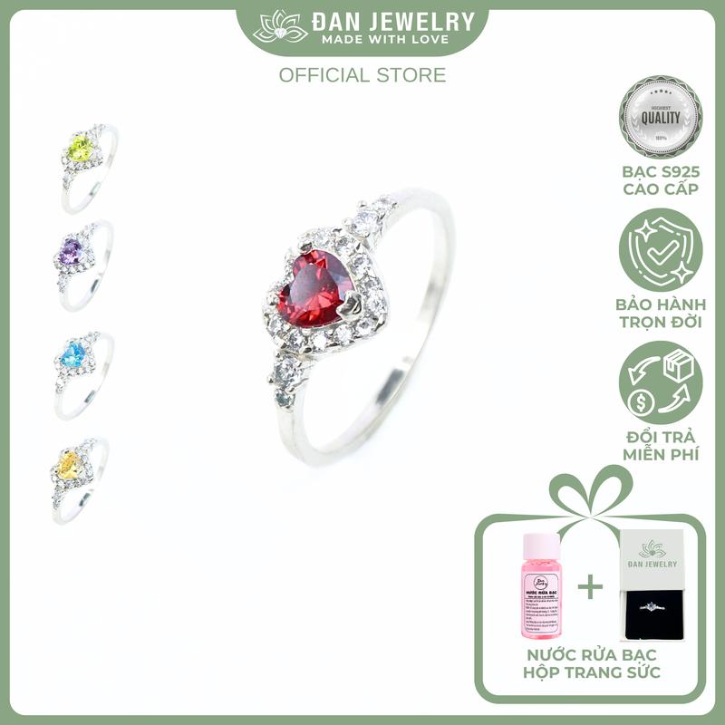  Nhẫn bạc trái tim - Trang sức năng lượng Đan Jewelry - Nhẫn Trái tim xinh Garnet Amethys Topaz Peridot Citrine - Nhẫn 925 -  Nhẫn đeo hàng ngày - Nhẫn Đá Phong thuỷ A13GTAPC Mua một nhẫn tặng một nước rửa bạc và hộp trang sức  