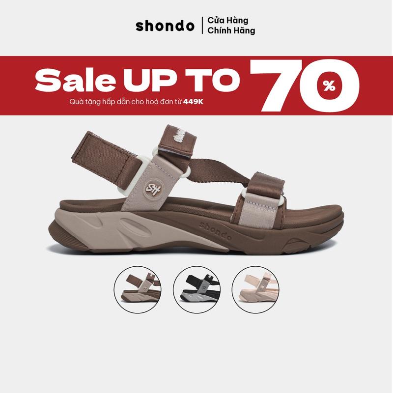 Giày Sandal Nam Nữ Quai Chéo F8M Thoải Mái, Nhẹ Êm, Shondo Nhiều Màu