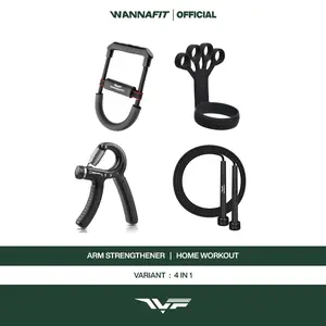 Premium Wannafit Paket 4 In 1 | Arm Trainer | Power Wrist Skipping Finger Resistance | Alat Olahraga Rumah