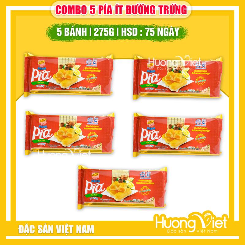 COMBO 5 Bánh pía ít đường có trứng muối Tân Huê Viên 300g bánh pía ít ngọt dành cho ăn kiêng TÚI 5 BÁNH
