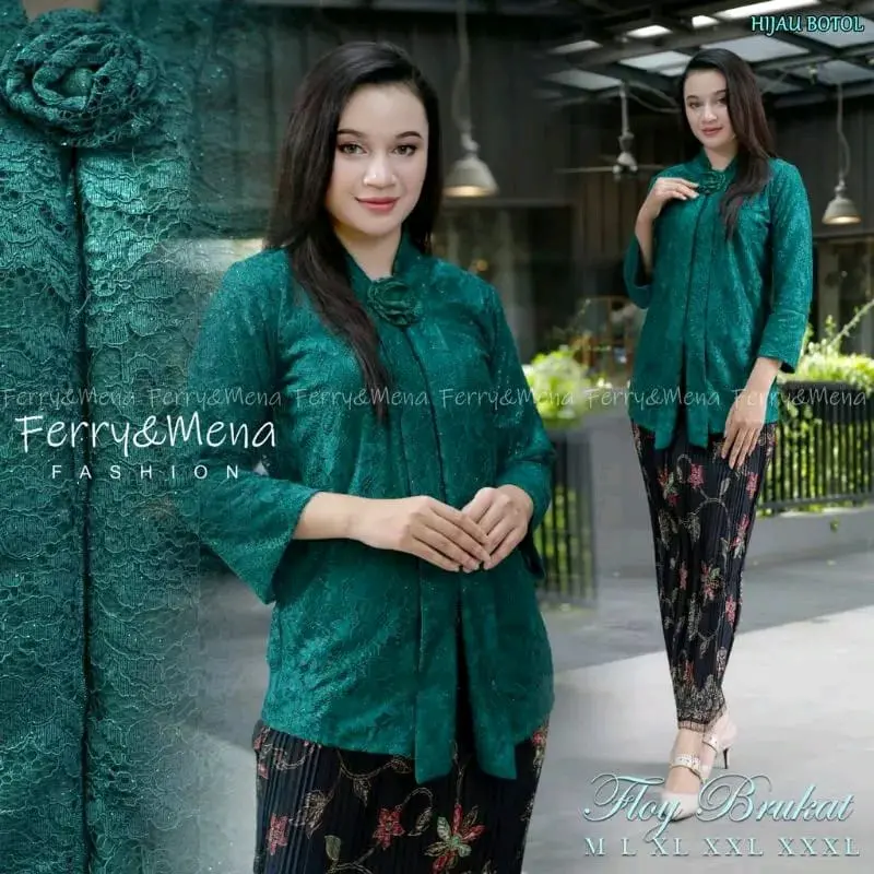 Atasan Kebaya Brokat Modern Floy Kartini Lengan 7/8 Baju Kondangan Simpel Elegan 2
