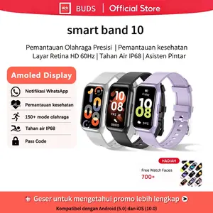 Buds Smart Band 10 Jam Tangan Pintar Bluetooth 1,45 Inci Tahan Air Tampilan Jam Dan Wallpaper Dapat Disesuaikan Casing Aluminium Ramping Analisis Tidur Profesional Asisten Kesehatan Emosional Fungsi Panggilan Telepon