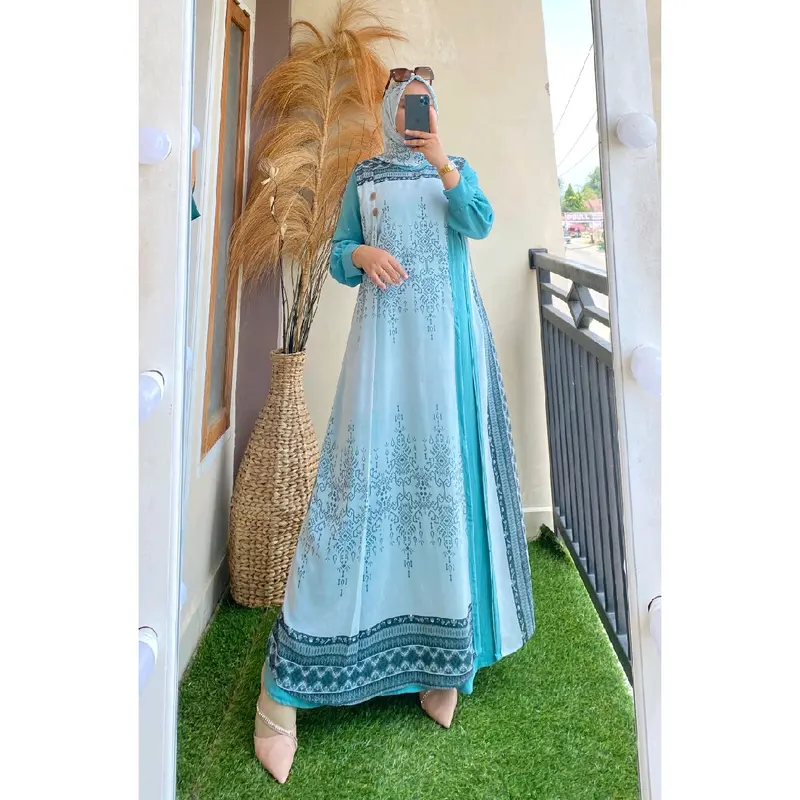 Gamis Set Hijab Saviera Motif 0