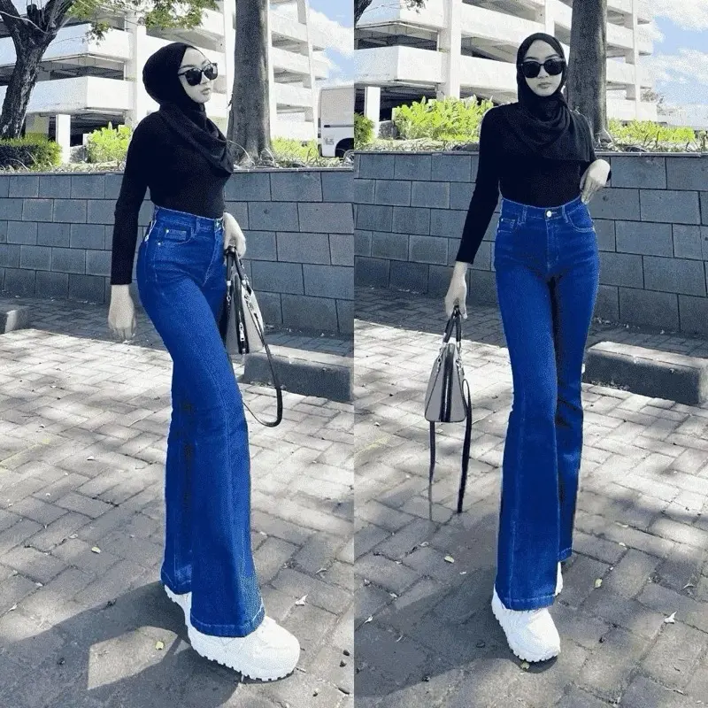 Celana Jeans Cutbray Wanita Premium warna Abu-abu 3