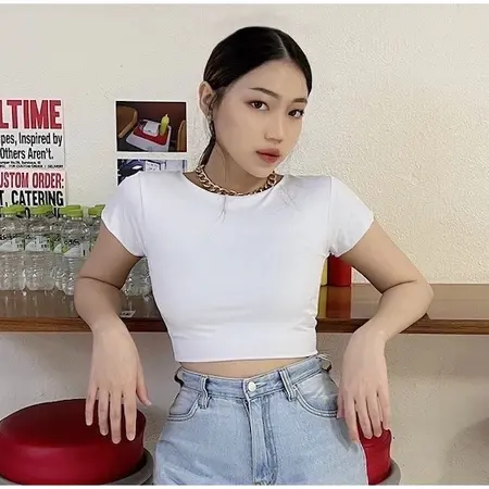 CLARES.id - NEINC CROP TOP DOUBLE LAYER 01 | Atasan Wanita Lengan Pendek Hitam 6