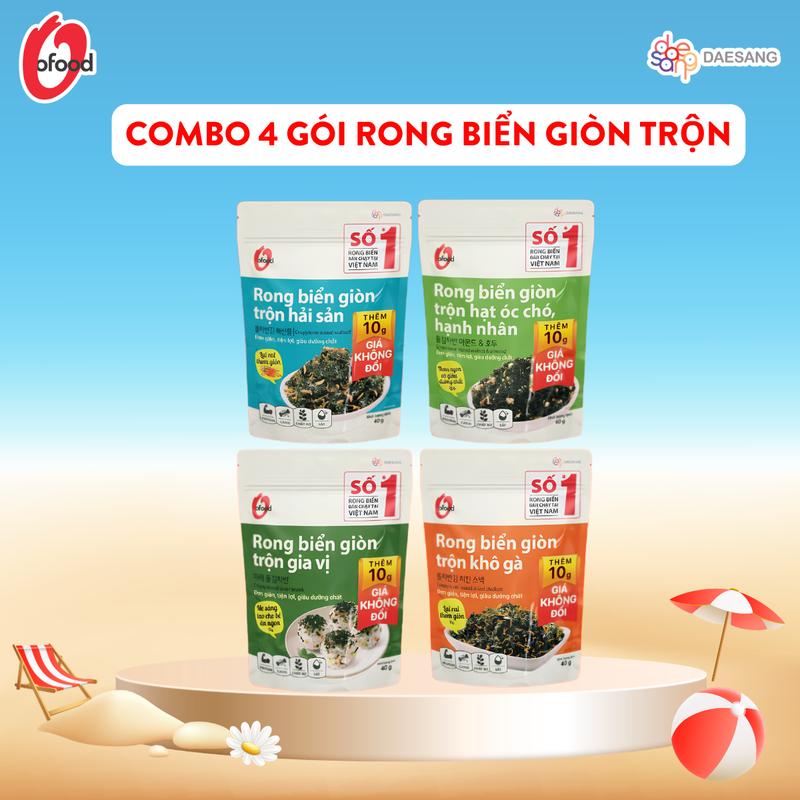 Combo 4 rong biển giòn trộn 4 vị – Ăn liền, trộn cơm, ăn kèm
