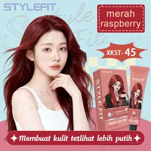 【HOT】STYLEFIT Hair Dye Merah Raspberry 210ml - Pewarna Rambut dari Ekstrak Tanaman, Warna Solid & Tahan Lama, No Worry Bedak, Bikin Glowing(pewarna rambut,cat rambut,hair color,warna merah raspberry,pewarna rambut tanpa bleach)
