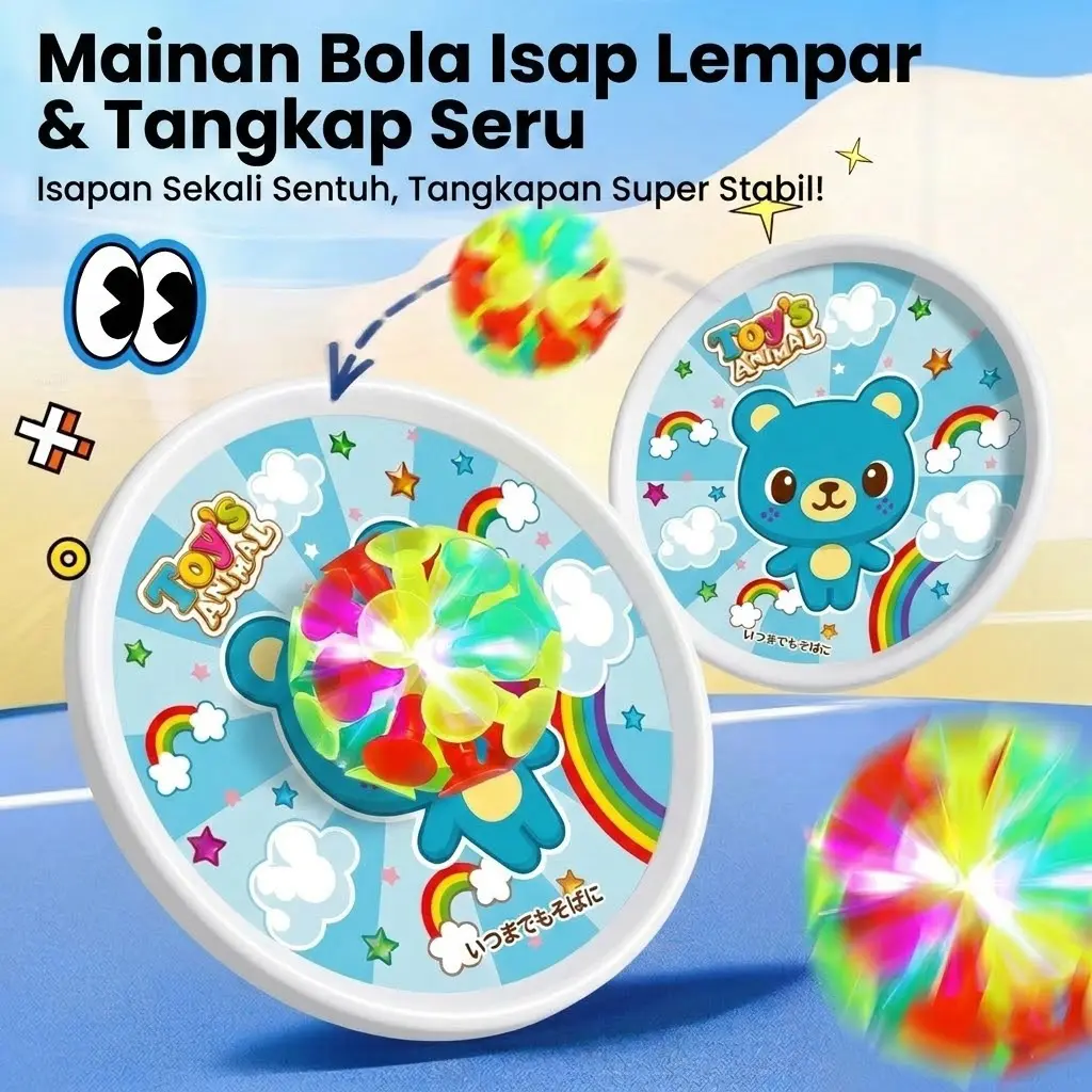 【EB COD】Bola Lempar Tangkap Suker Menarik - Mainan Interaktif Orang Tua Anak, Berat Ringan dengan Daya Menempel Kuat, Cocok untuk Olahraga Dua Orang Anak-anak