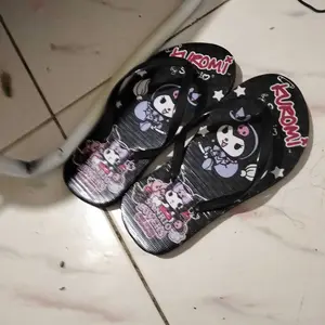 Kuromi Sandal Jepit Anak Perempuan Cute Kuromi Sandal Bahan Spon Digital Printing Size 21-35 Nyaman Fashion