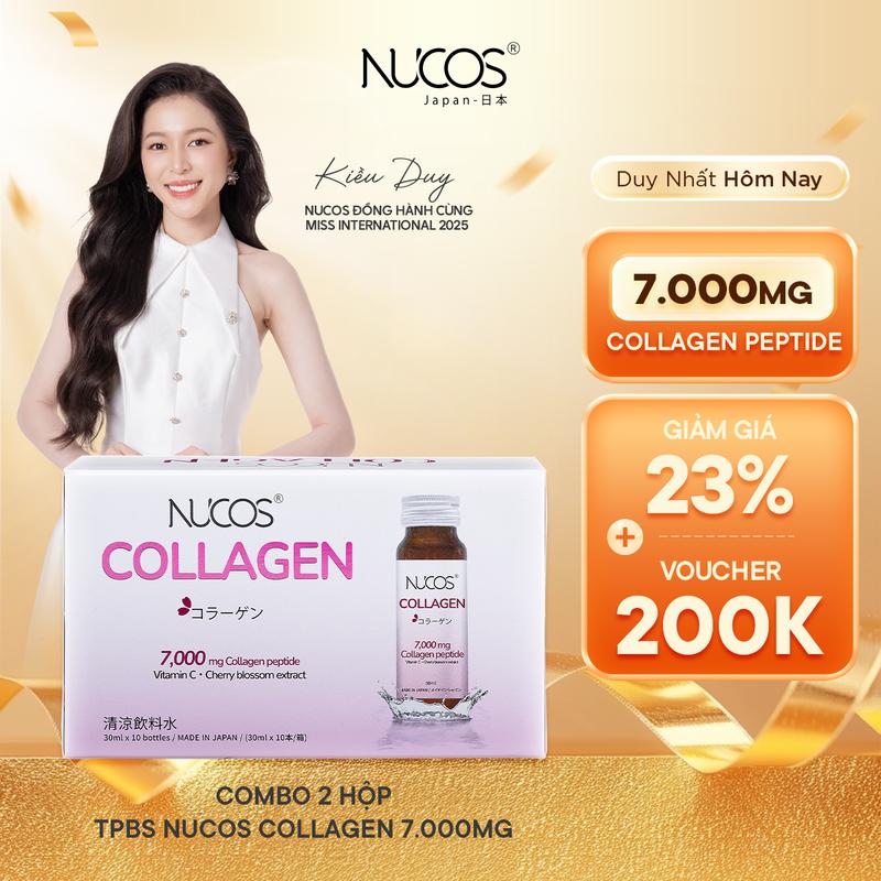 Date 11 2026 Combo 2 Hộp TPBS Nước Uống Collagen Nucos 7000mg 2 Hộp x 10 chai x 30 ml