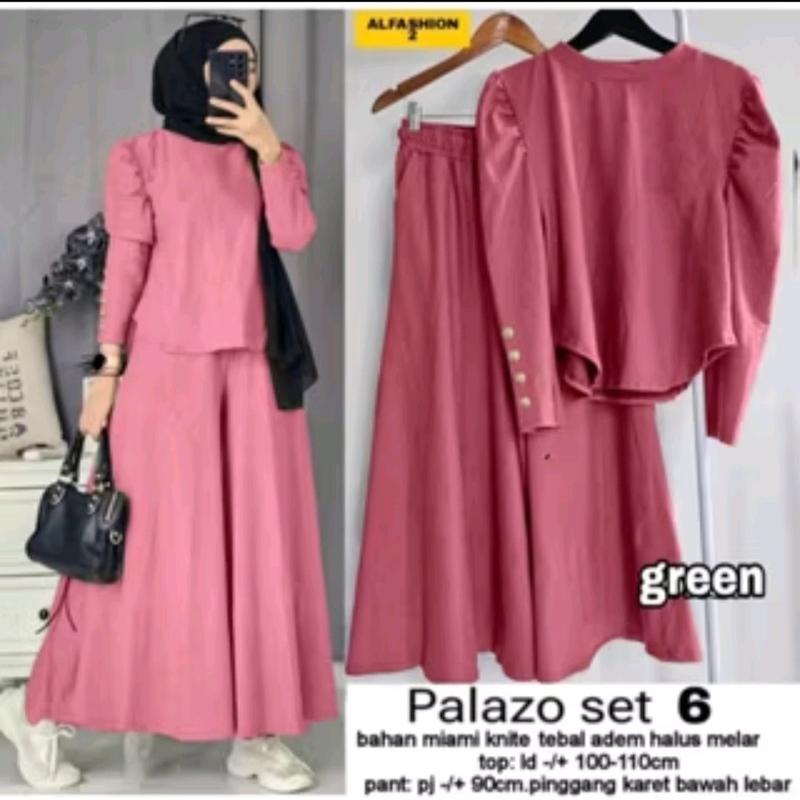 PALAZO SET 2 RIB KNIT CELANA KULOT TANGAN BALON INARA LD 110 / PALAZO SET POLOS / ONE SET OOTD WANITA KEKINIAN / BAJU SETELAN FASHION MUSLIM / ONE SET WANITA JUMBO DEWASA / SETELAN WANITA MUSLIM KEKINIAN / SET AISYA / SET PALAZO / SET LISA 3