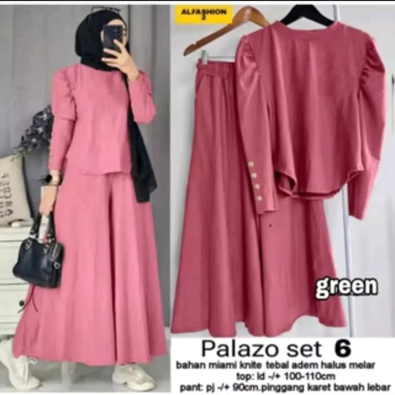 PALAZO SET 2 RIB KNIT CELANA KULOT TANGAN BALON INARA LD 110 / PALAZO SET POLOS / ONE SET OOTD WANITA KEKINIAN / BAJU SETELAN FASHION MUSLIM / ONE SET WANITA JUMBO DEWASA / SETELAN WANITA MUSLIM KEKINIAN / SET AISYA / SET PALAZO / SET LISA 3