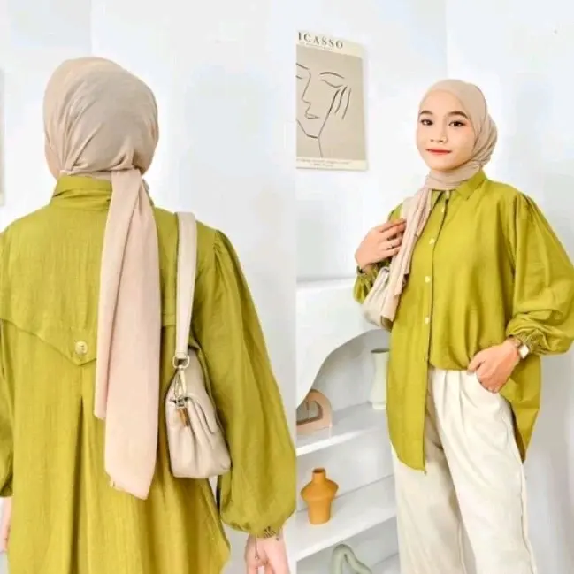KEMEJA WANITA POLO LINEN KEMEJA ADEM