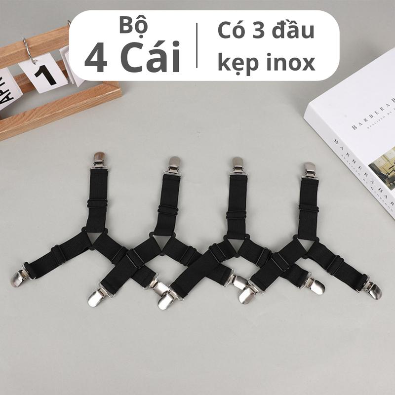 Bộ 4 kẹp ga giường Living C, chống xê dịch và giữ phẳng drap ga phủ giường đa năng