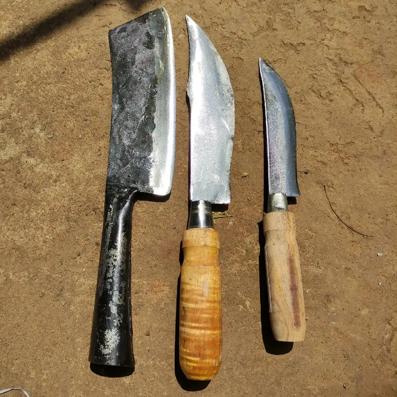 Pisau baja 3 pcs - pisau cacah tulang , potong daging ,seset kulit - pisau baja asli Multifungsi pisa uset 0