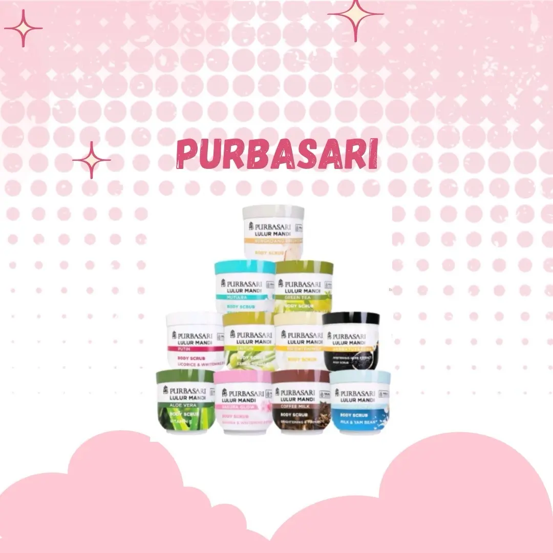 PURBASARI 100 gr Lulur Mandi Sakura Glow Body Scrub 100 gr | Green tea | Bengkoang brightening | Zaitun + Vit e | Putih | Susu & Bengkoang | Mutiara | Habbatussauda | Coffe Milk | Aloe Vera