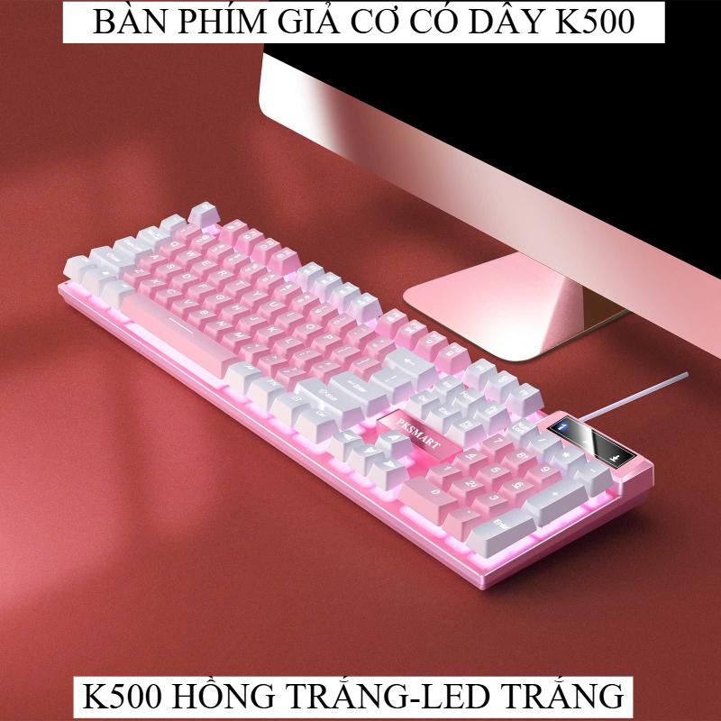 BÀN PHÍM GIẢ CƠ CÓ DÂY NÚT VUÔNG- LED TRẮNG VÀ LED MIX XUYÊN CHỮ K500 DÙNG CHO MÁY TÍNH LAP TOP