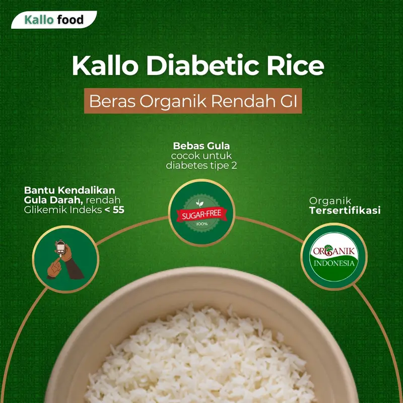 Beras Kallo 1kg | Beras Diabet Organik | Beras Rendah Glikemik Indeks | Diabetic Rice 2