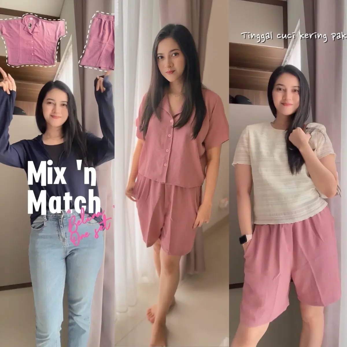 BELINA ONE SET SERBA GUNA (Bisa untuk hangout / nge mall / digunakan sebagai Piyama / Baju Tidur Wanita Kualitas Premium