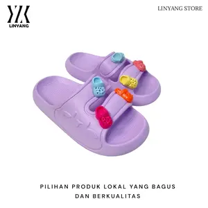 Sandal Selop anak perempuan viral free jibbitz bahan karet eva