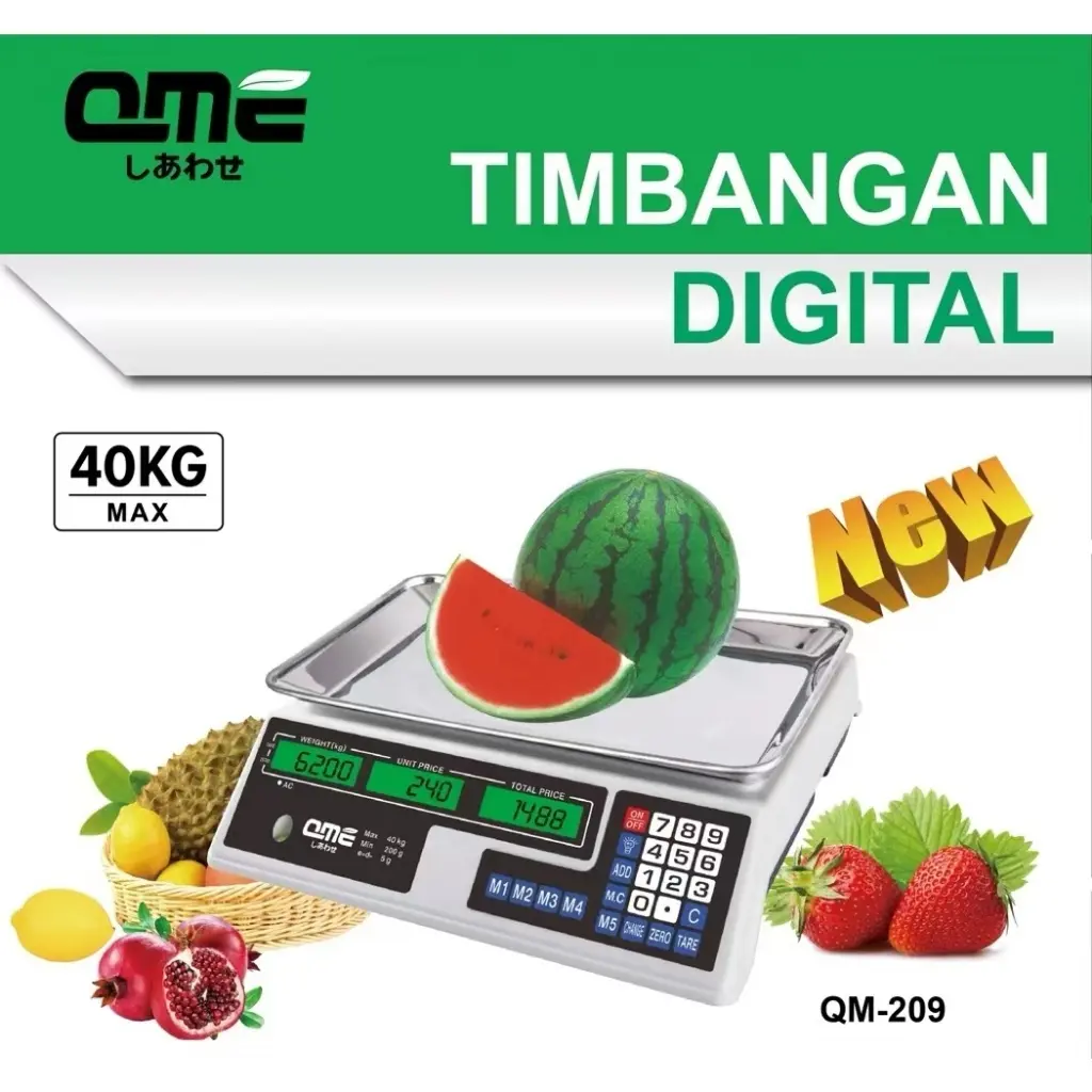 NEW QME Digital Computing Scale 40kg Double Display Timbangan Buah 40kg