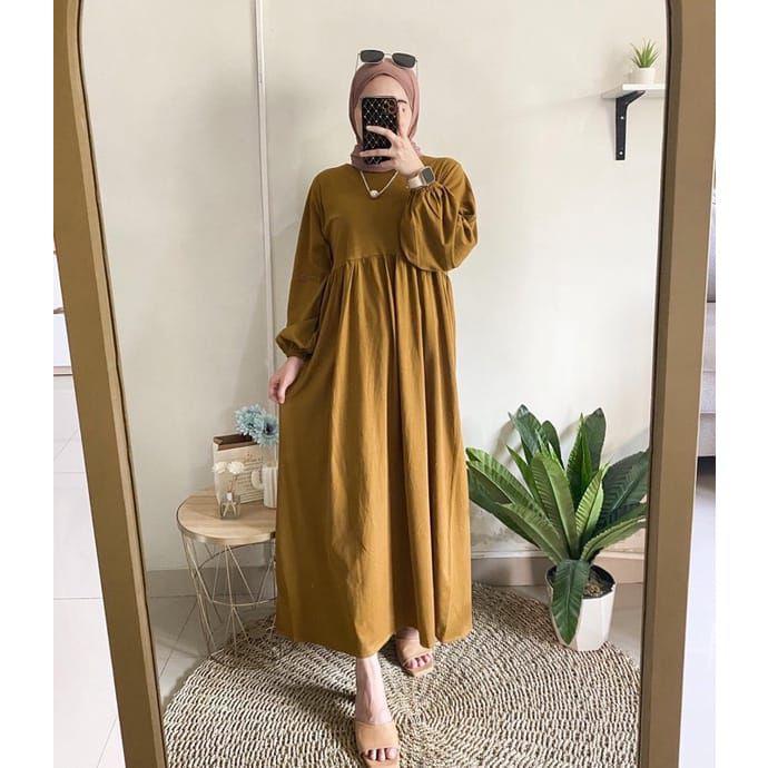 Product Introduction of Siena Midi Dres Wanita  Remaja Kekinian bahan Cringkle Airflow  Nyaman Muslim Casual link  dress  lebaran 7