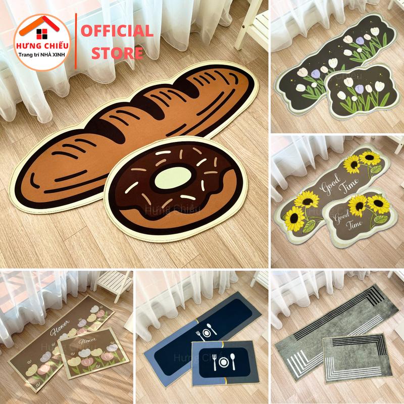 Thảm bếp combo 2 tấm 1 tấm 40x60cm và 1 tấm 40x120cm trải sàn bếp lau chân nỉ lì bali có đế chống trơn ED02