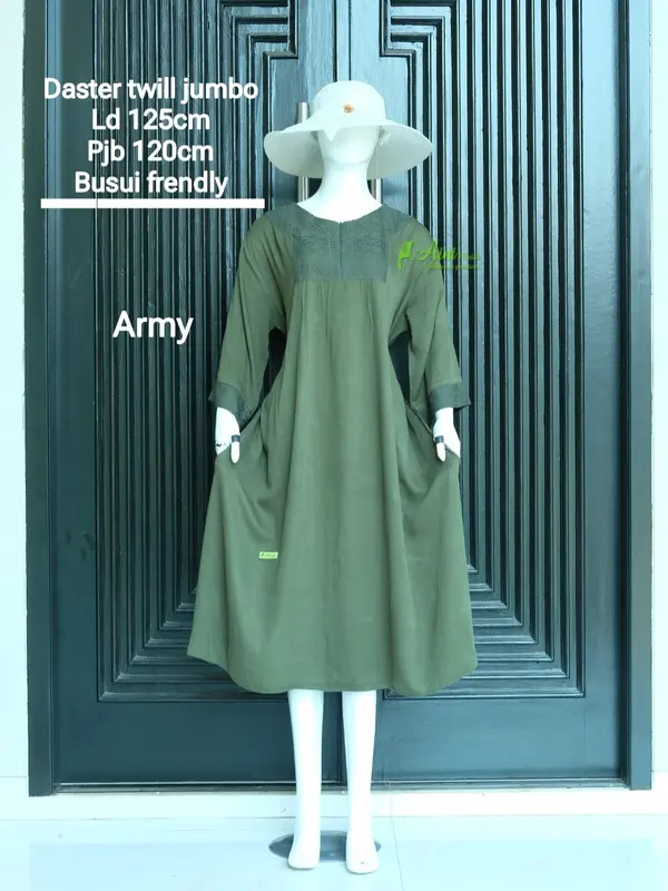 Dress twill burkat lengan 7/8 aini modiste 4